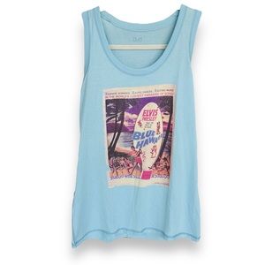 Dolce & Gabbana Vtg 90s Baby Blue Elvis Presley Hawaii Tropical Tank Top